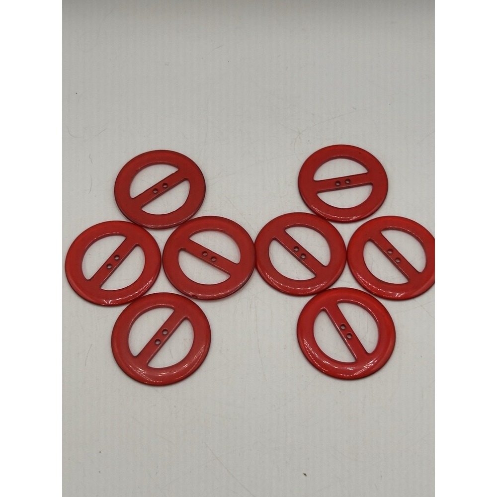 Vintage 2" Round Sash Belt Buckle Red Lot Of 8